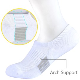 LO SHOKIM No Show Socks Womens Cushioned Athletic Ankle Socks Running Low Cut Socks 4 Pairs (White, M)