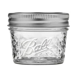 Ball Wide Mouth Quilted Crystal Jelly Jars with Lids and Bands, Used for Canning, Pickling, Juice, Jam, Jelly, Quarter Pint Size (4 Ounce (Pack of 3))