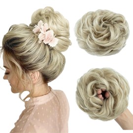 Messy Bun Hair Piece Fake Hair Bun Hair Scrunchies for Women Hair Buns Hair Piece Messy Bun Hair Bun For Women - Ash Blonde to Bleach Blonde