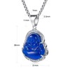WESTMIAJW Lucky Laughing Blue Buddha Pendant Chain Necklace Silver Amulet