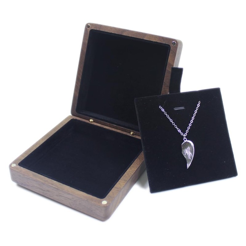 DSHOM Natural Walnut Wooden Pendant Necklace Gift Box Pendant Storage