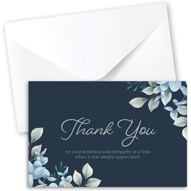 Funeral Sympathy Thank You Cards with Envelopes - Thank You Cards Pack of 25 Cards - Blank on the Inside - Bereavement Sympathy Acknowledgement Cards - Made in the USA