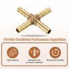 QUARKZMAN Pack of 6 Brass 4-Way Pipe Fittings, 1/4 Inch