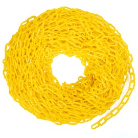 100-foot Plastic Safety Chain Barrier - High-Visibility Lightweight Yellow Barricade for Construction Zone, Temporary Hazard Area, Warehouse Businesses, Loading Docks, Crowd Control and Decoration