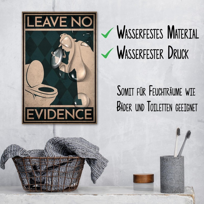 Leave No Evidence Sign Funny Gift Idea for Toilet and