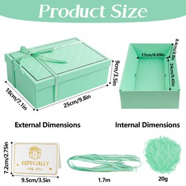 TAIXING Gift Box with Lid, Gift Box 21.7 x 15.7 x 8.5 cm, Gift Box with Bows, Raffia, Greeting Cards, Gift Box Set for Wedding, Birthday, Valentine's Day, Christmas