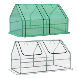 BPS 6x3x3 ft Mini Garden Greenhouse with Dual Covers (PE & PVC) Waterproof, UV-Protected Portable Grow Tent for Flowers, Vegetables, and Herbs in All Seasons