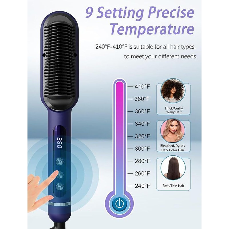 Handor Advanced Negative Ionic Hair Straightener Brush with 9 Temp