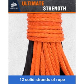 METOWARE Synthetic Winch Rope Kit, 1/4" x 50ft 10,000 LBS Winch Cable Line with Protective Sleeve Hook and Stopper Fits 4WD Off Road Vehicle UTV ATV SUV Truck