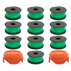 IVONNEY SF-080 Replacement Spool for Black and Decker Trimmer Spool Compatible with GH3000 LST540 LST540B GH3000R, 20-Foot 0.08-Inch Auto Feed Trimmer Line (10 Pack with 2 pcs 90583594 Caps)