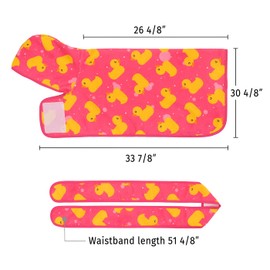 HDE Dog Bathrobe Super Absorbent Quick Drying Towel with Hood for All Dog Breeds Sizes S-XXL - Pink Rubber Ducks - XL