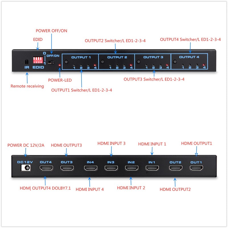 Swallow 4K HDMI 4 in 4 Out Matrix HDMI 2.0