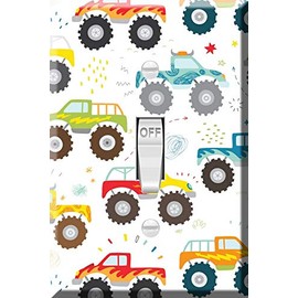 Toggle Wallplate, Single Light Switch Cover Plate - Monster Truck Pattern
