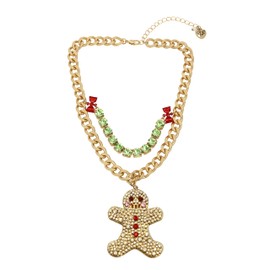 Betsey Johnson Womens Gingerbread Convertible Ornament Necklace