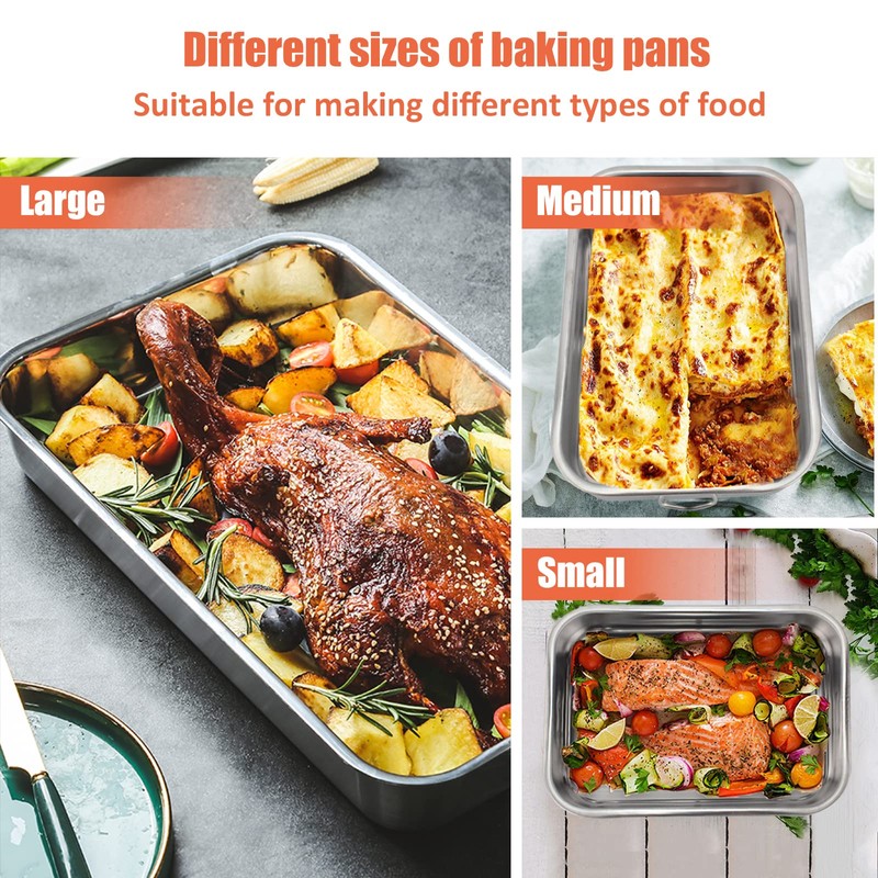 Rectangular Casserole Dish with Stainless Steel Handles, Stainless Steel, 30