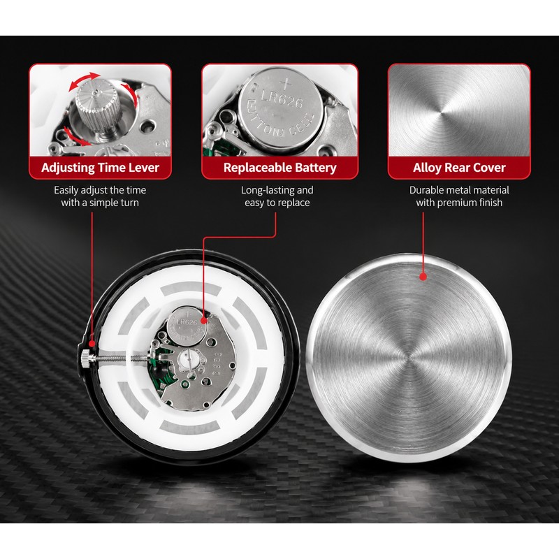Mini Car Clock Dashboard Accessory – 4cm Luminous Quartz Analog