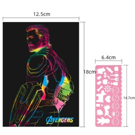 FLOVAZO 120pcs hojas Scratch Multicolor Paper,18x13cm,Juego de Papel de Rascar arte Arcoíris con Bolígrafo y plantilla de dibujo,Scratching rainbow art crafts,dibujos de Graffiti Scratch boards