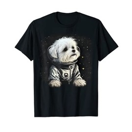Outer Space Maltese dog on Galaxy Astronaut Maltese dog T-Shirt