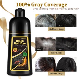 iemokoda Instant Black Hair Dye Shampoo 3- in-1, 100 Percent Gray Coverage, Magic in 15 Minutes for All Types, Natural Women & Men, Color Depositing Conditioner, Easy to Use