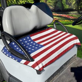 Baxinh American Flag Print Summer Golf Cart Seat Cover Fit for All Golf Cart and Most Club Car, Anti-hot Golf Cart Seat Protector with Holes, Machine Washable
