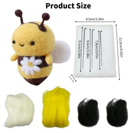 Fadcaer DIY Needle Felting Set, Needle Felting Kits with Instruction, Needle Felting Supplies Kits, Needle Felting Starter Kit for Beginners with Needle, Needle Felt Pad (Honeybee)