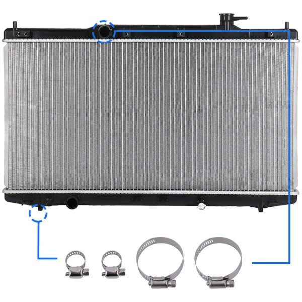 auto_parts_top Radiator with Universal Oil Hose Clamps Kit for 2015