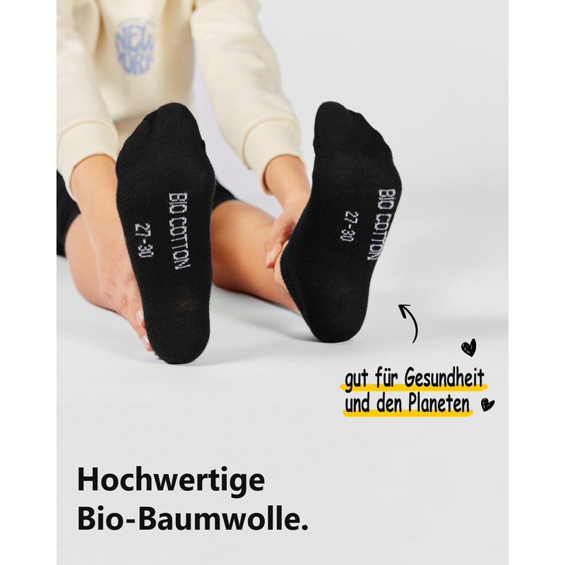 mehrstrumpf 8/12 Pairs Children's 100% Organic Cultivation Trainer Socks without