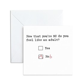 Funny 50th Birthday Card For Son, Daughter, Brother And Sister, 50th Birthday Card For Men And Women, 13 × 13 Cm, Blank Inside & Envelope Included