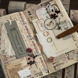 10 Rolls Vintage Washi Tape Set, Vintage Masking Tape, Decorative Tape, Nostalgic Style Decorative Stickers, for Scrapbooking DIY Craft Accessories (Total 30 m)