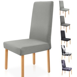 Zindoo Chair Covers for Dining Chairs 4, Stretch Removable Washable Dining Chair Slipcovers, Spandex Dining Chair Covers, Chair Protector for Hotel, Restaurant, Banquet, Kitchen (Light Grey)