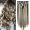 Aison Clip in Hair Extensions Medium Brown Mixed Bleach Blonde