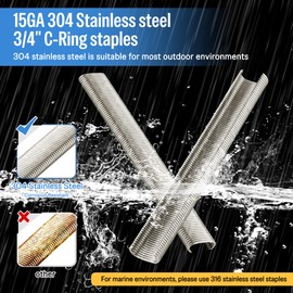 meite 15GA 3/4-Inch Crown Stainless Steel C Ring Staples 2,000 PCS for SC7C/SC7E Hog Ring Pliers in Secure Fastening Applications Outdoor Environments Anti-Corrosion