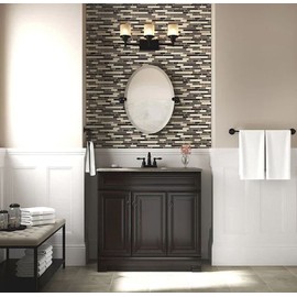 Beige Cristal and Brown Emperador Amalfi Marble Mosaic Wall Tile for Kitchen Backsplash and Bathroom Wall (Box of 15 Sheets)