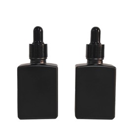 BEGIKET 12 Pack 1 oz Black Square Glass Dropper Bottle for Essential Oil, 30ml /1 oz Black Coated Glass Bottle with Eye Droppers, for Perfume, Serums and Liquids