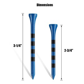 MAZEL 50 Counts Bamboo Golf Tees 2 3/4"&3 1/4" Mixed Size,Smart Marking System,Low Resistance &Less Side Spin Wooden Golfing Tees