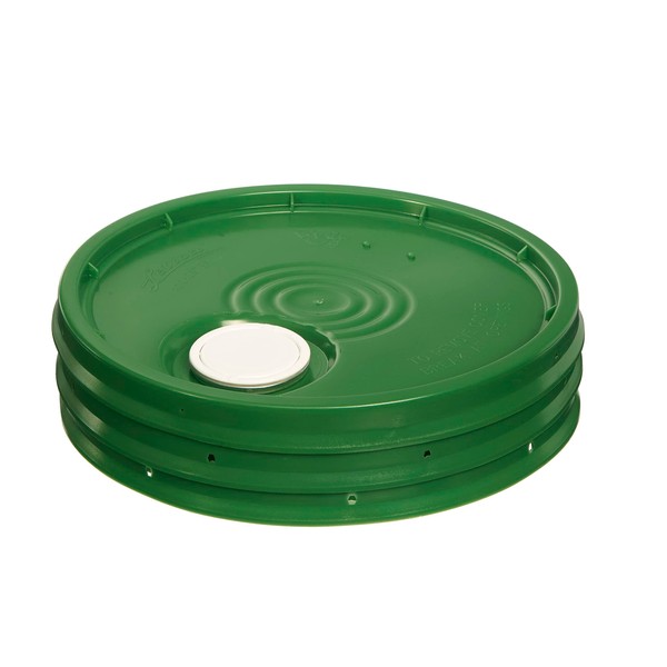 Hudson Exchange Lid with Spout and Gasket for 3.5, 5, 6, and 7 gal Buckets, HDPE, Green, 3 Pack