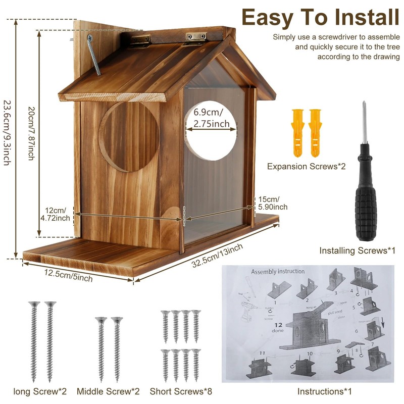 Squirrel Feeder House, Wooden Squirrel Feeder Box Garden Ornaments Squirrel