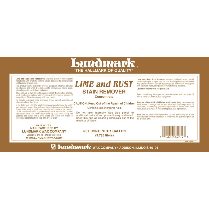 Lundmark Lime and Rust Remover Concentrate, 1-Gallon, 3390G01-4