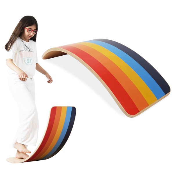 bee smart Wooden Balance Board- Wobble Board for Kids, Natural