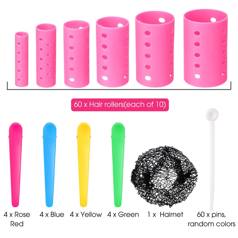 141 Pieces Hair Rollers Set Include 60 Plastic Hair Rollers