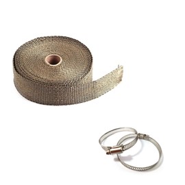 Eagles Fireproof Pipe Wrap, (2inch×16Ft, with 2 Clamps) Tent Stove Pipe Wrap Anti Scalding Chimney Ribbon Stove Pipe Insulation Tent Protector Flue Protector Stovepipe Ribbon (Caramel)