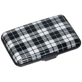 Aluminum RFID Blocking Credit Card Holder for Men & Women - Cool Slim Metal Business Card Case (Plaid Pattern)