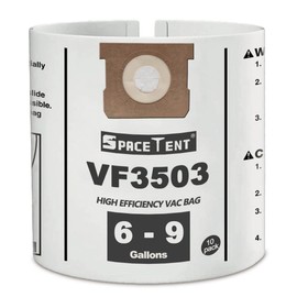 SpaceTent 10 Pack VF3503 Size b Vacuum Bags for Ridgid 6 to 9 Gallon Wet/Dry Vacs.