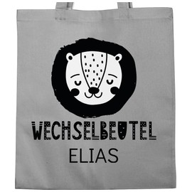 Geschenk mit Namen personalisiert by Shirtracer - Cotton Bag - Nursery Bag Change Bags Girls - Change Bag Lion, 2 Light Grey