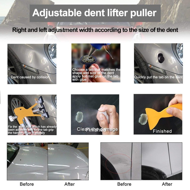 Gliston Auto Dent Puller Kit - Adjustable Golden Dent Remover