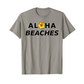 Hawaiian Yellow Hibiscus Flower with White ALOHA BEACHES! T-Shirt