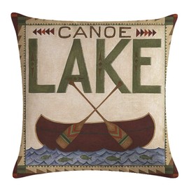 7COLORROOM Set of 4 Vintage Sea Pillow Covers Ocean Style Lake/Forest/Fish Cushion Cover Nautical Beach House Decorative Square Cotton Linen Pillowcases 18 x 18 Inches for Sofa Couch (Forest Sea)