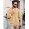 Runcati Mens Cable Knitted Pullover Sweater Casual Stand Collar Winter