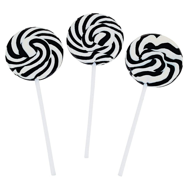 Black and White Swirl Pop Suckers (24 individually wrapped lollipops)