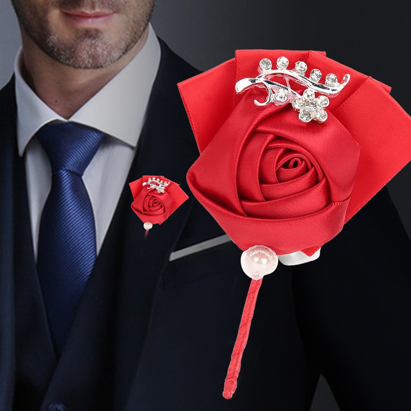 4Pcs Exquisite Ribbon Wedding Corsage Brooch Bridesmaid Artificial Chest Flower